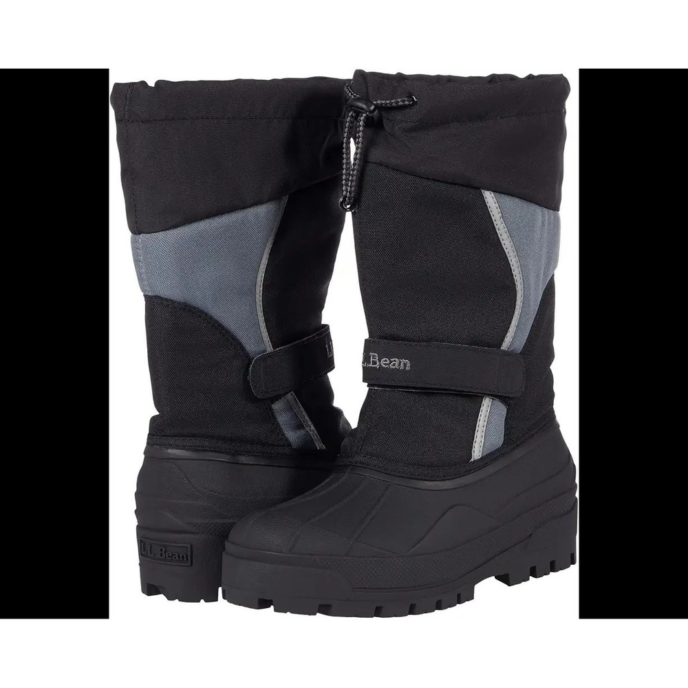 L.L. Bean Kid's Northwoods Snow Boots 12 Black Gray Waterproof Removable Liners